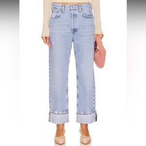 NWT AGOLDE Fran Low Slung Easy Straight Jeans in Force Size 25